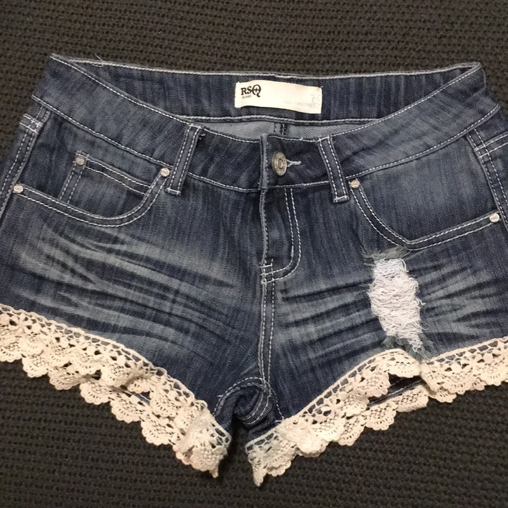 RSQ Cali Crochet Jean shorts
